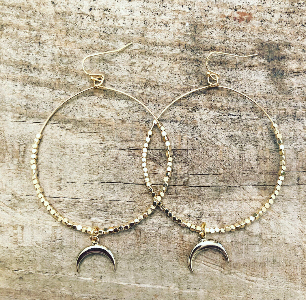 Gold & Silver Moon Hoops