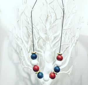 Red*White*Blue Wooden Beaded Necklace