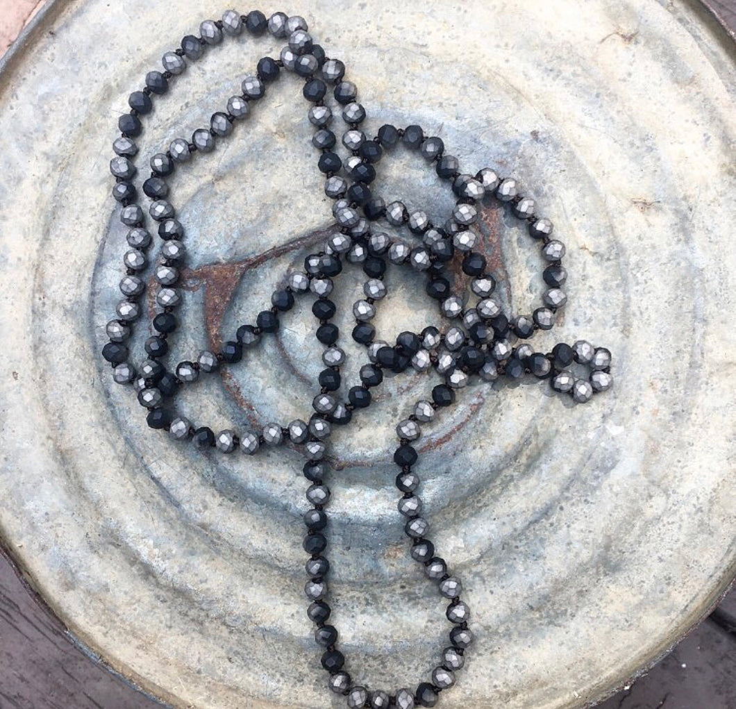 Black & Silver Mix Beaded Necklace