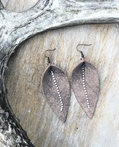 Bronze Pinched Leather Earrings