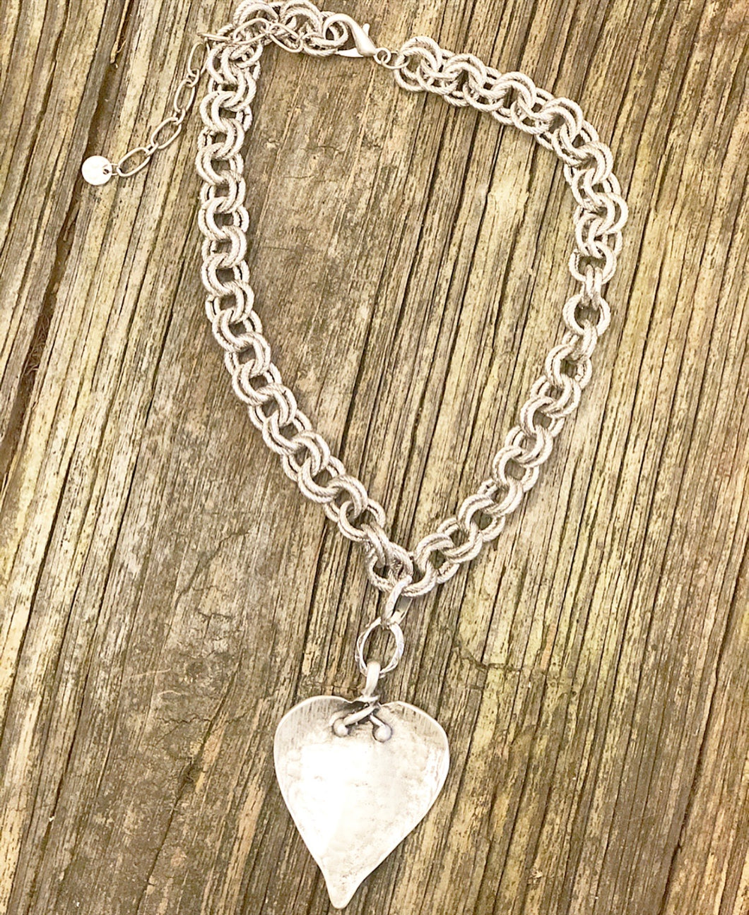 Antique Silver Heart Pendant Necklace