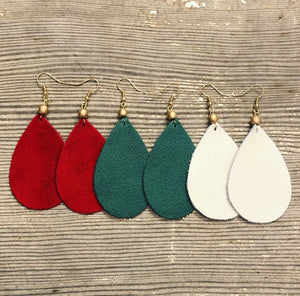Red, Green, Cream Leather with Gold Bead