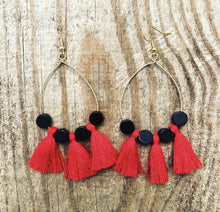 Load image into Gallery viewer, Game Day Tassel Hoop Earrings (More colors available)