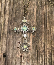 Load image into Gallery viewer, Druzy Cross Necklace