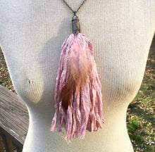 Load image into Gallery viewer, Pretty in Pink Tassel Necklace with Feather