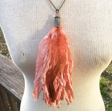 Load image into Gallery viewer, Coral Tassel Necklace with Feather