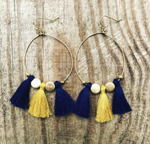 Load image into Gallery viewer, Game Day Tassel Hoop Earrings (More colors available)